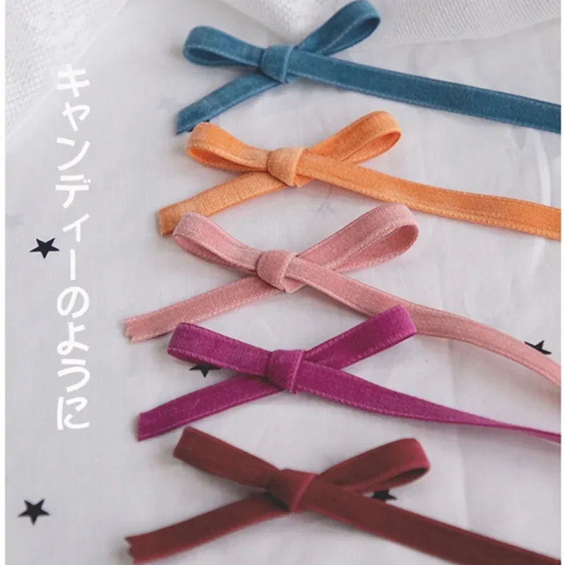 10mm Colour Single Face Glitter Line Polyester No Elastic Velvet Ribbon 5yards for Bowknot Christmas Ribbon Party Decorations