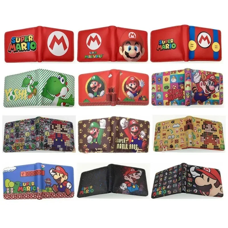 Cartera corta de piel sintética con diseño de Super Mario de Kawaii, con personajes de anime, bonita cartera plegable para niños, para la escuela, para regalo de amigos