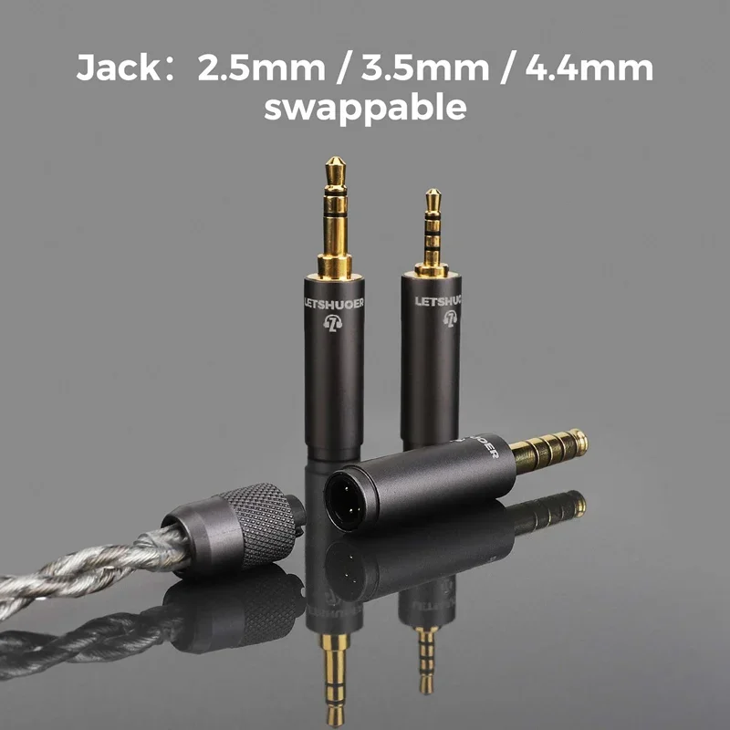 Letshuoer-シルバーメッキイヤホンアップグレードケーブル