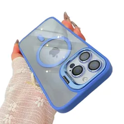 Premium Magnetic Ring Stand Case with Lens Protector and Wireless Charging Capability - iPhone 18 Pro Max (Sierra blue)