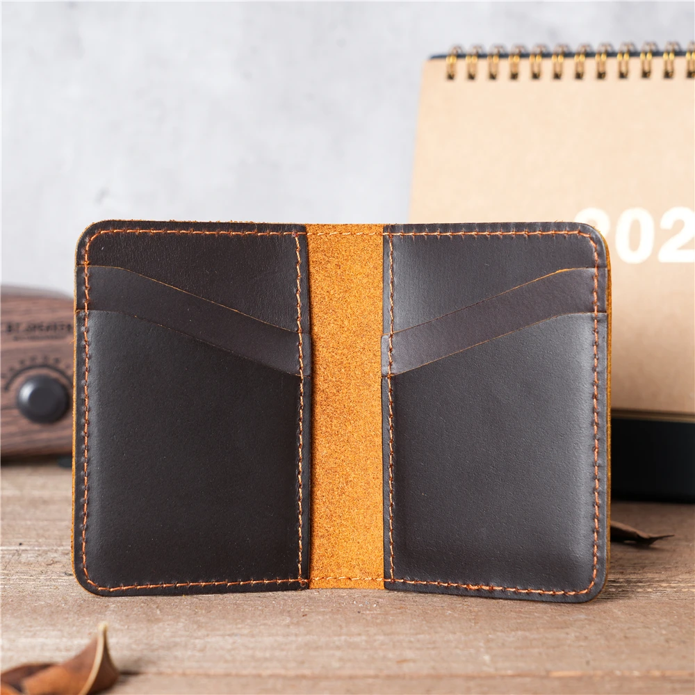 Cartera de cuero genuino para hombre, con clip para dinero, tarjetero para  tarjetas de crédito, monedero, Marrón