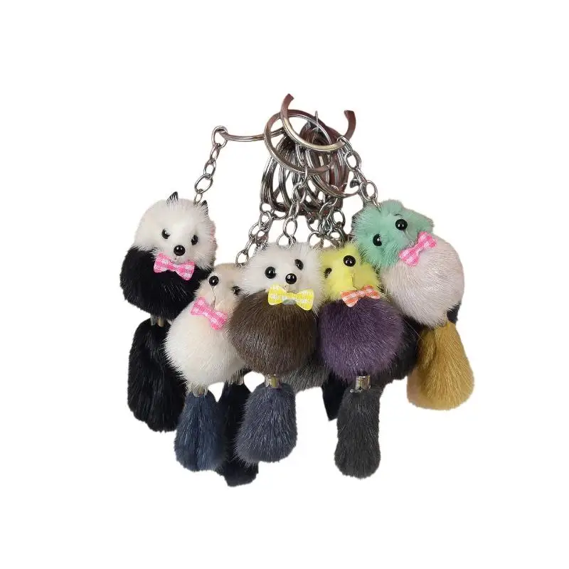 Charm Cute Bags Backpack Pom Accessories Fur Ball Mink Fur Key Chains Key Ring Keychain