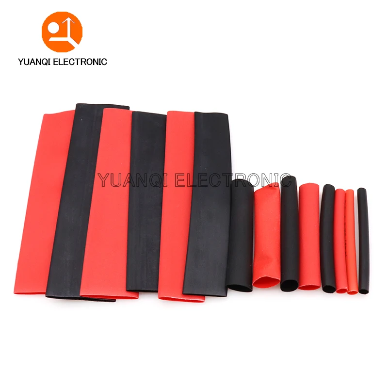 127pcs Heat Shrink Tube Wires Shrinking Wrap Tubing Wire Connect Cover Protection Cable Red Black Waterproof Shrinkable 2:1