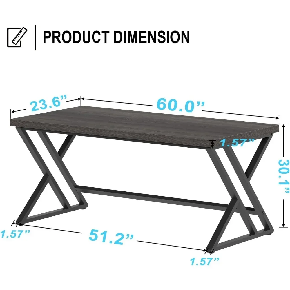 "contemporary metal and wood home office desk, industrial style writing table for study and bedroom, farmhouse inspired executiv