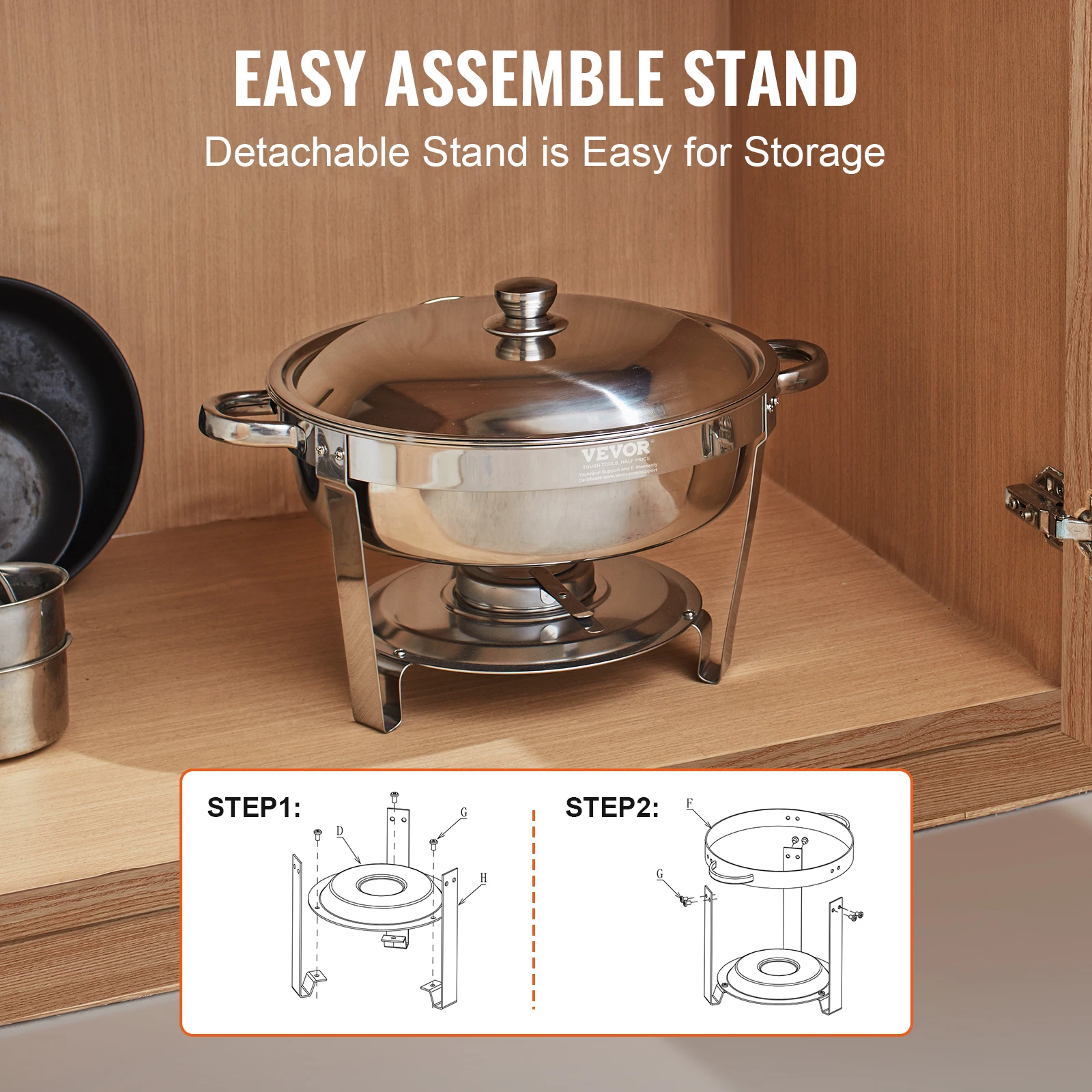 6 Qt 4 Pack Round Chafing Dish Buffet Set Stainless Steel Catering Warmer Server with Lid Water Pan chafing dish