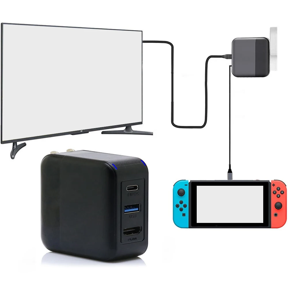 US 플러그 HDMI 호환 스위치 Oled GaN 고속 충전기, 휴대용 TV 도킹 스테이션, 노트북 아이패드 폰용, 10 개