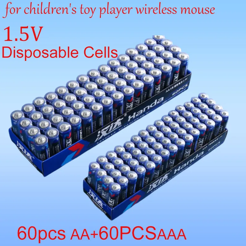 

60pcs AAA 1.5V 70mAh + 60pcs AA 1.5V 90mAh Disposable Carbon Zinc Manganese Dry Battery Suitable for Electronic Clock Toys