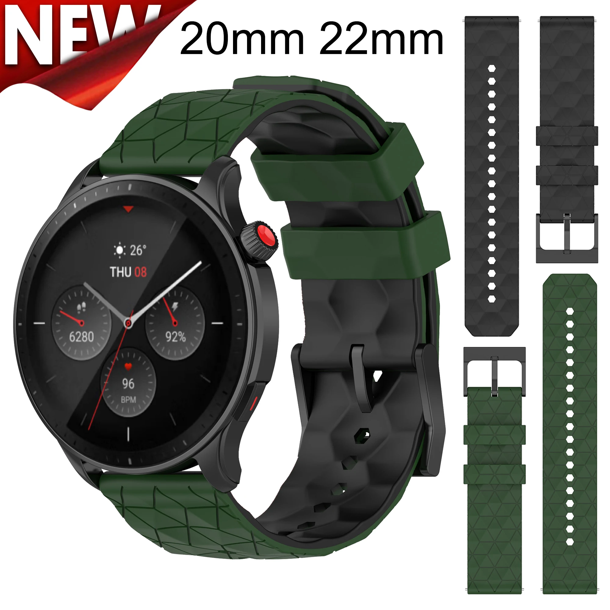 

Ремешок силиконовый для Samsung Galaxy Watch 3 4 5 6, мягкий браслет для наручных часов Amazfit GTR 4 3 2 Huawei Watch GT2 GT3 GT4 46 мм, 20 22 мм