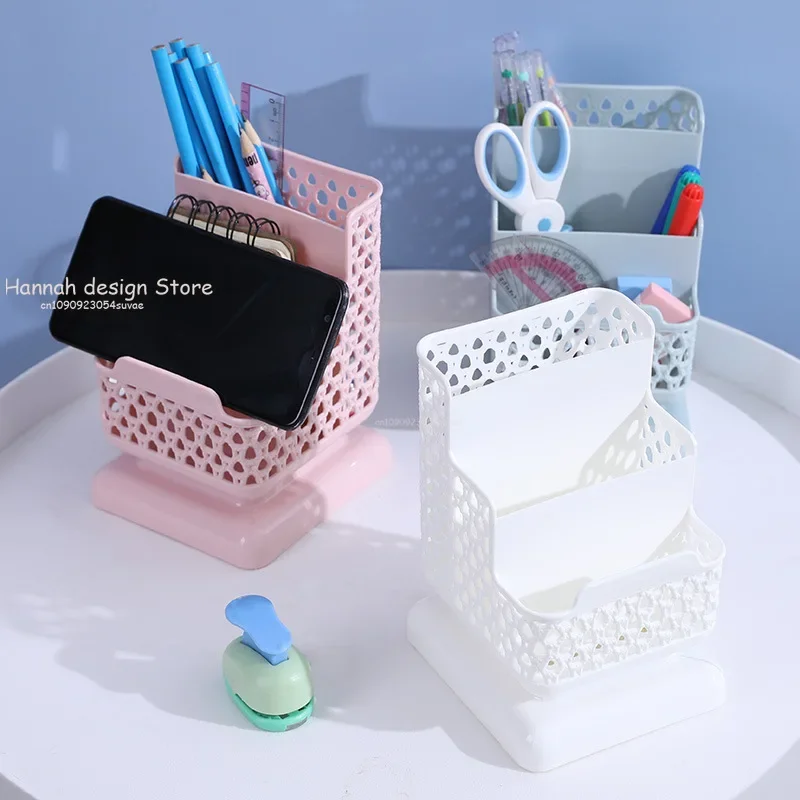 School Stationery Makeup Organizer Desktop Storage Box Container Cosmetics Stationery Plastic Organizer School Office Supply