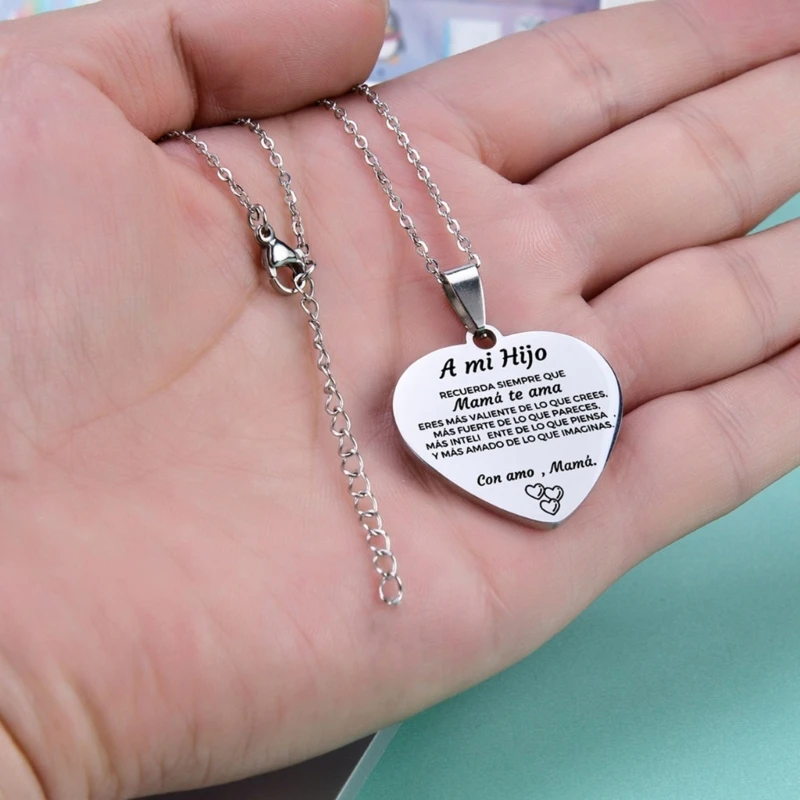 

Stainless Steel Heart Pendant Necklace Family Inspirational Necklace Meaningful Gifts for Birthday,Christmas,Anniversary