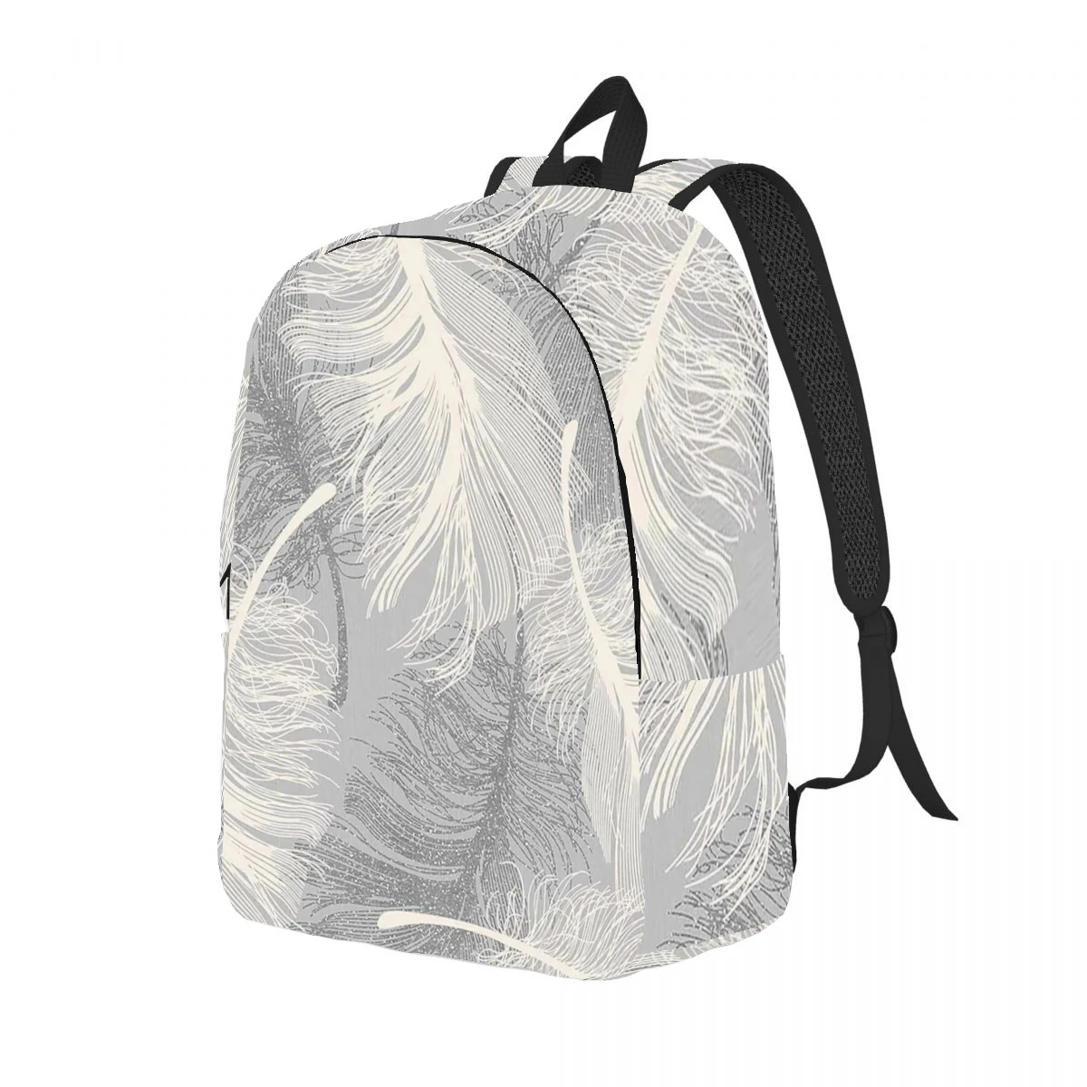 Feather Printing Backpack Casual Lightweight Laptop Backpack Men Women Travel Bag Outdoor Canvas Daypack