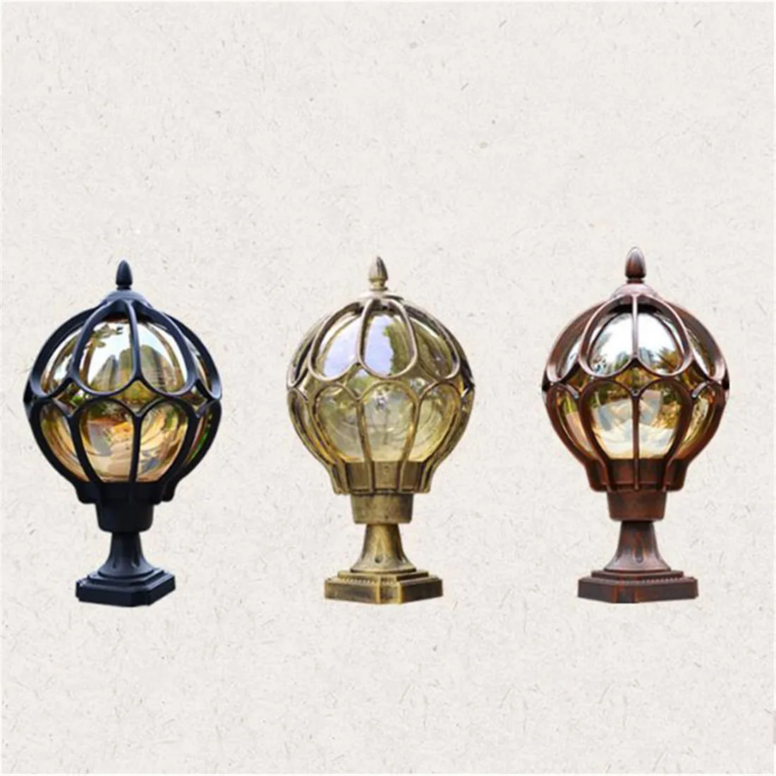 Waterproof Outdoor Pillar Lamp,Vintage Wall Post Light,Retro Garden Landscape Lamp,Villa led Outdoor Garden Lamp Glass Lampshade lampshade woven light chandelier hanging vintage decor cover shades retro rattan rope for