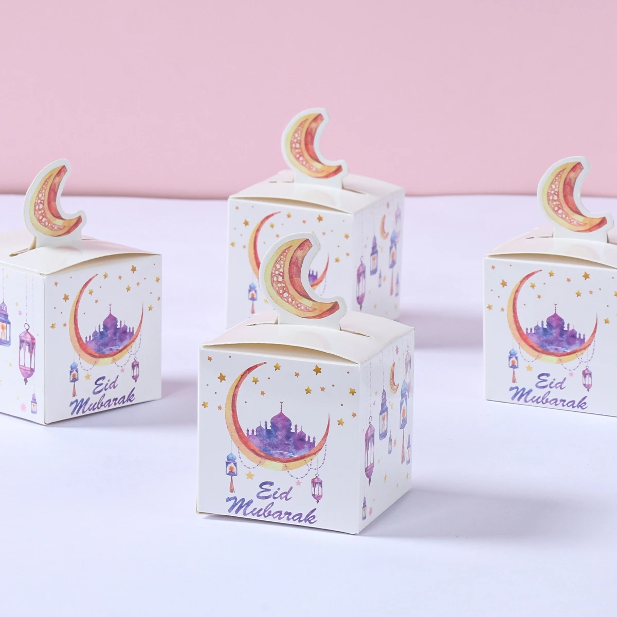 24Pcs Eid Mubarak Candy Gift Box Eid Black White Packaging Box Ramadan Decoration 2024 Islam Muslims Festive Party Supplies