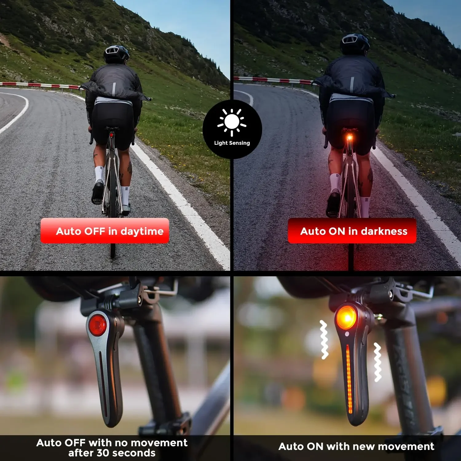 High-Intensity Smart Bike Taillight with Brake Sensor and Rechargeable Battery