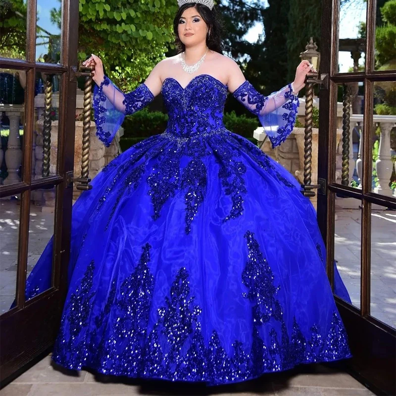 

Doymeny Sweetheart Quinceanera Dress Lace Sweet 15 Party Formal Dress Long Sleeves Ball Gown 16 Birthday Princess Gown