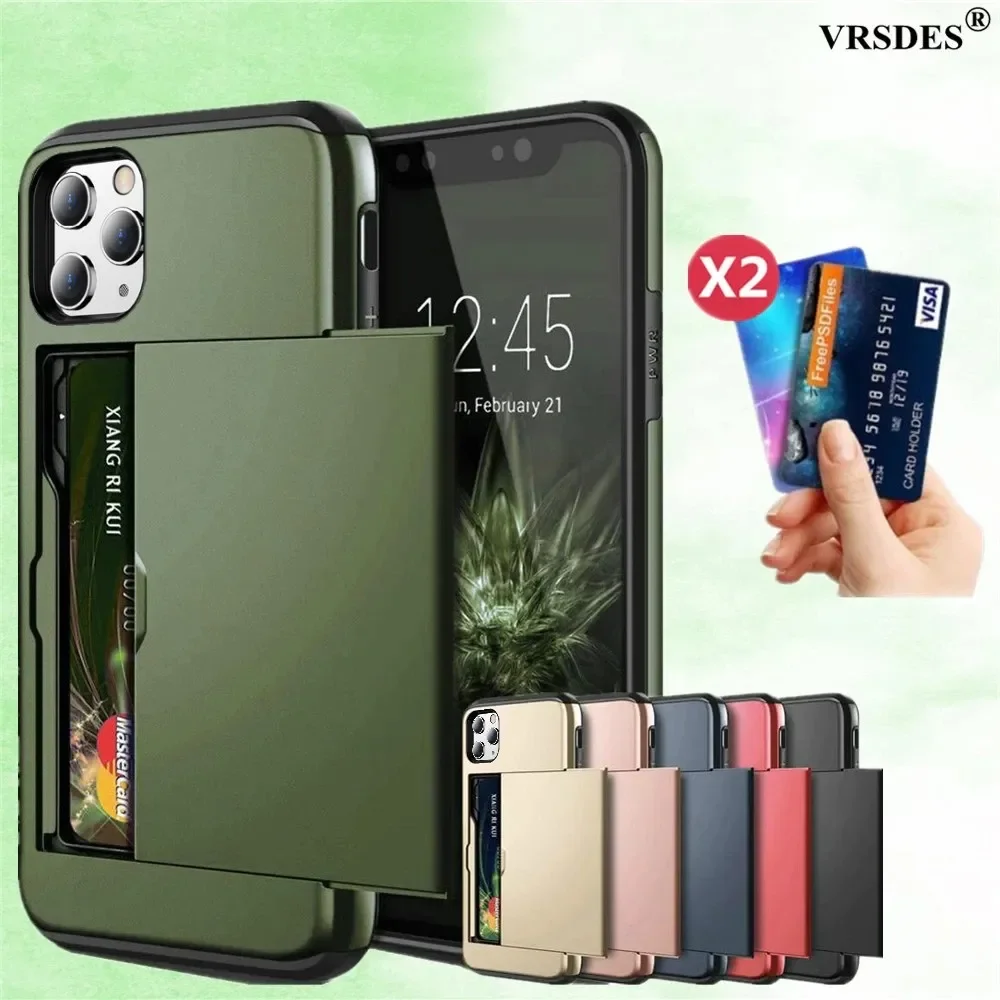 for iPhone 15 Pro Max Case Slide Armor Wallet Card Slots Holder Cover For  iPhone 15 15pro 15plus 15promax Coque Funda - AliExpress