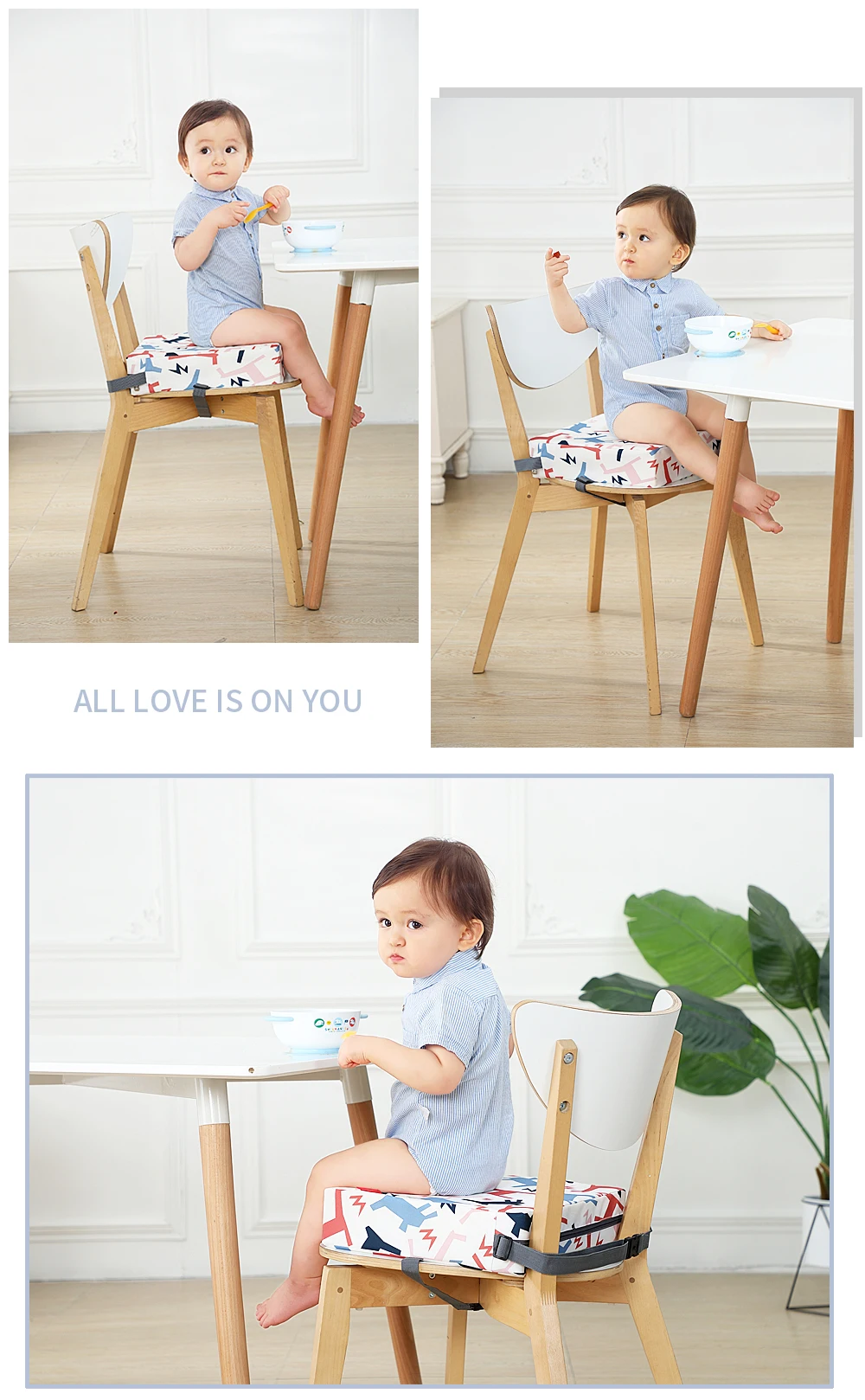 INSULAR Multifunction Children Increased Chair Pad Anti-Skid Increase Seat Baby Dining Cushion Adjustable Chair Booster Cushion