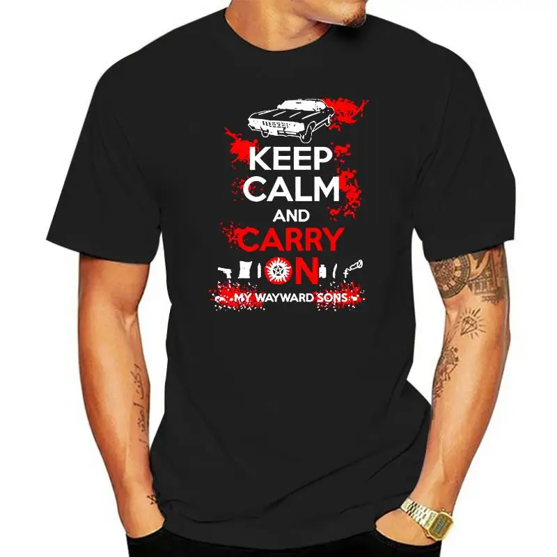 Aderente Supernatural - Keep Calm And Carry On T Shirt Uomo 2022 T-Shirt Donna Kawaii Manica Corta Tee Tops