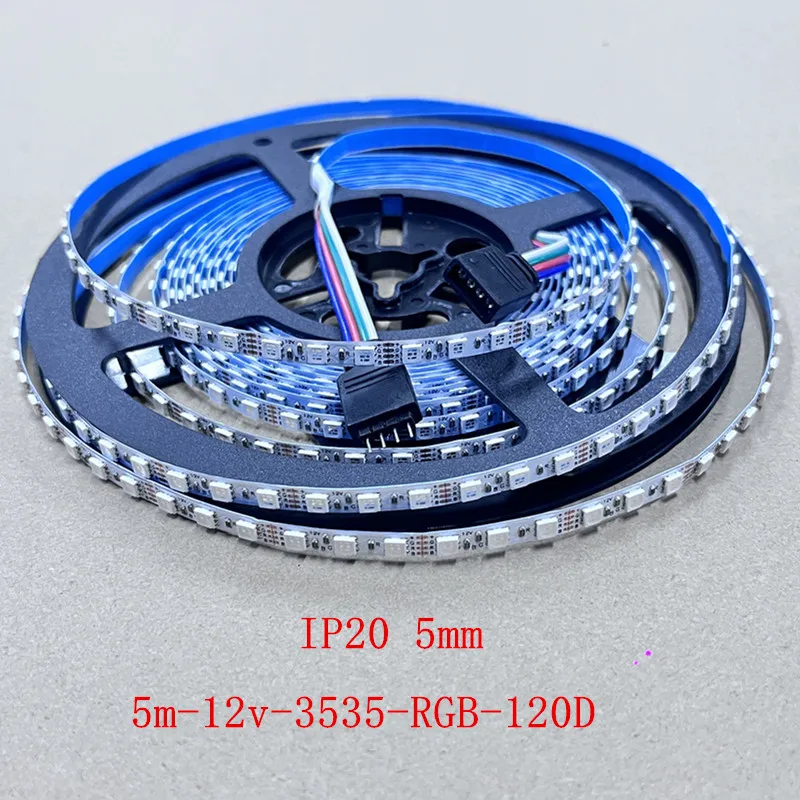 5미터 12V 3535 5mm 8mm 10mm RGB 120LED LED 스트립 라이트 RGB 7색 DC12V 5M IP20 비방수 2835
