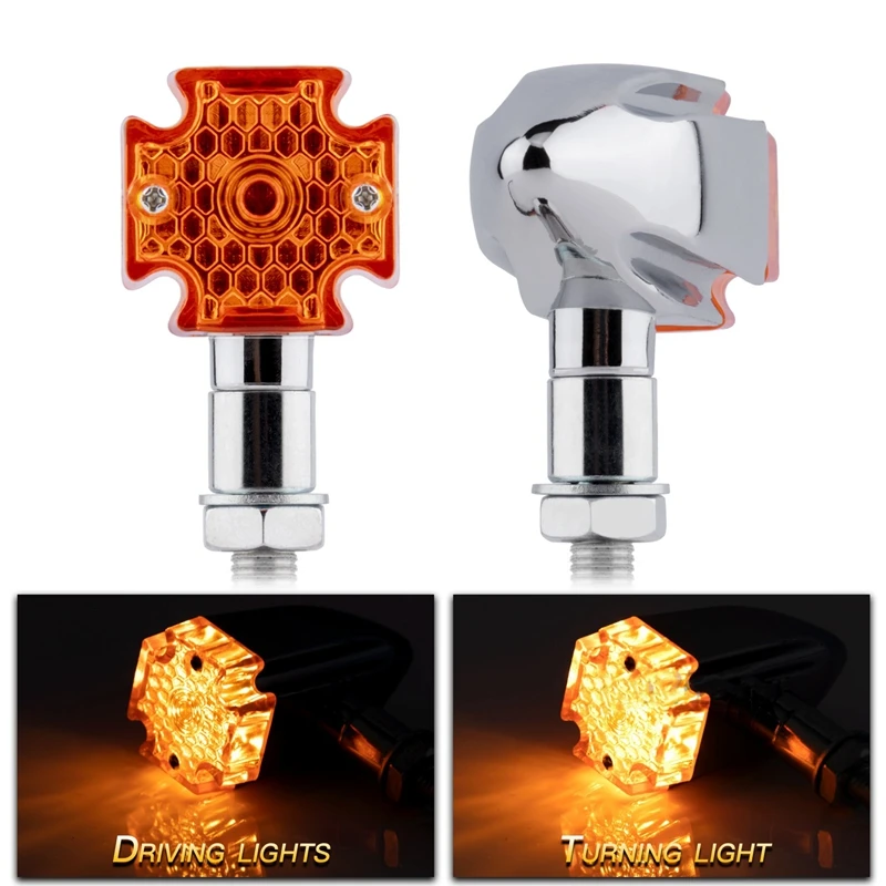 Moto Cromo Ambra Croce Led Indicatore Di Direzione Indicatore Di Direzione Luci Freno 10Mm Per Suzuki Yamaha Universale