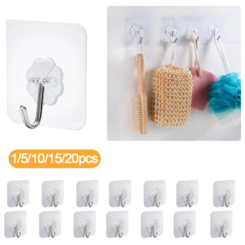

Transparent Seamless Waterproof And Load-bearing 10kg Hooks Strong Hook Kitchen Bathroom Home Magic Nail-free Sticky Hook