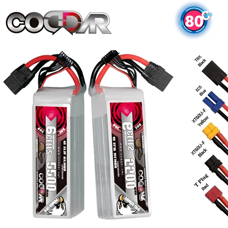 

6S Battery 22.2V 5500mAh 80C Batteries With XT60 XT90 Plug For RC Quadcopter Helicopter Boat Drones Spare Parts Large Capacity