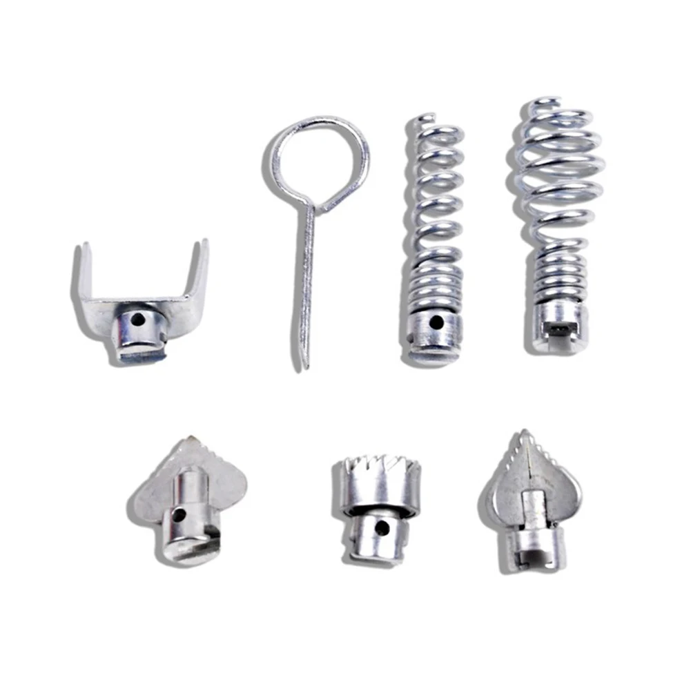 

7pcs Drain Cleaner Cutter Set 16mm Dredging Tools Combination Spring Cutter Head Adapter Power Tool Accessories
