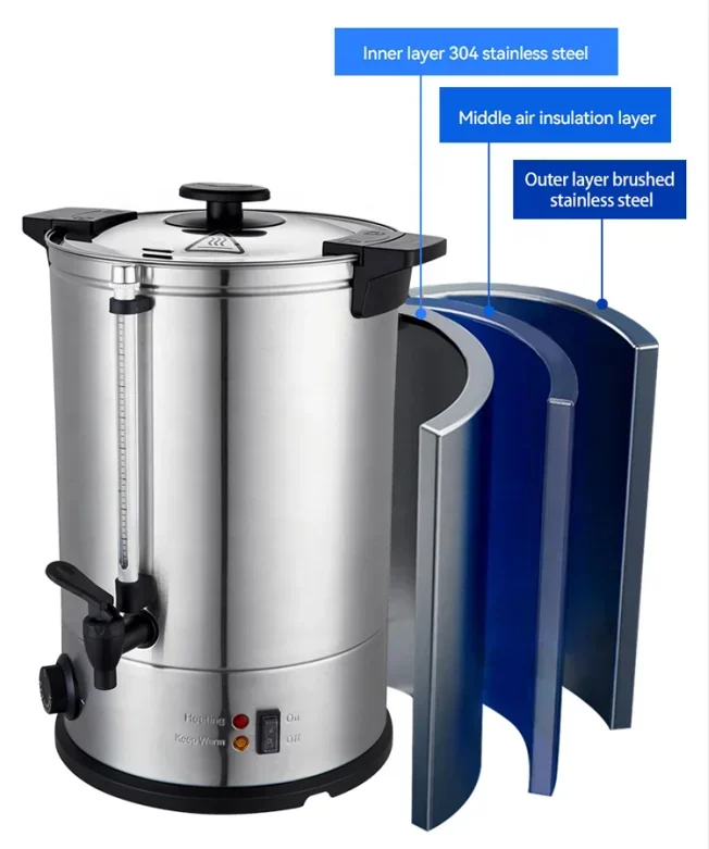 Stainless Steel 10L 15L 20L 25L Insulated Hot Water Urn Electric Catering Water Boiler Water Bucket 5