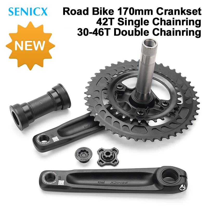 

SENICX 110 BCD Chainring Single Double Bicycle Crankset 170mm Crank Arms Bicycle 42T 30-46T Chainring Chainwheel Road Bike Parts