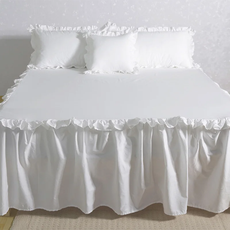 

100% Cotton Bed Skirt Bedspread Ruffled Style Coverlets with 21 inch Tailored Drop Dust Ruffle Easy Fit Breathable Premium 1 Pcs