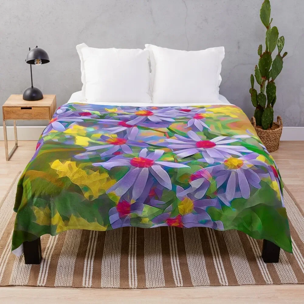 

Mother Nature's Bouquet, Impression, Organic Arrangement of Native Flowers Throw Blanket For Decorative Sofa Bed linens Blankets
