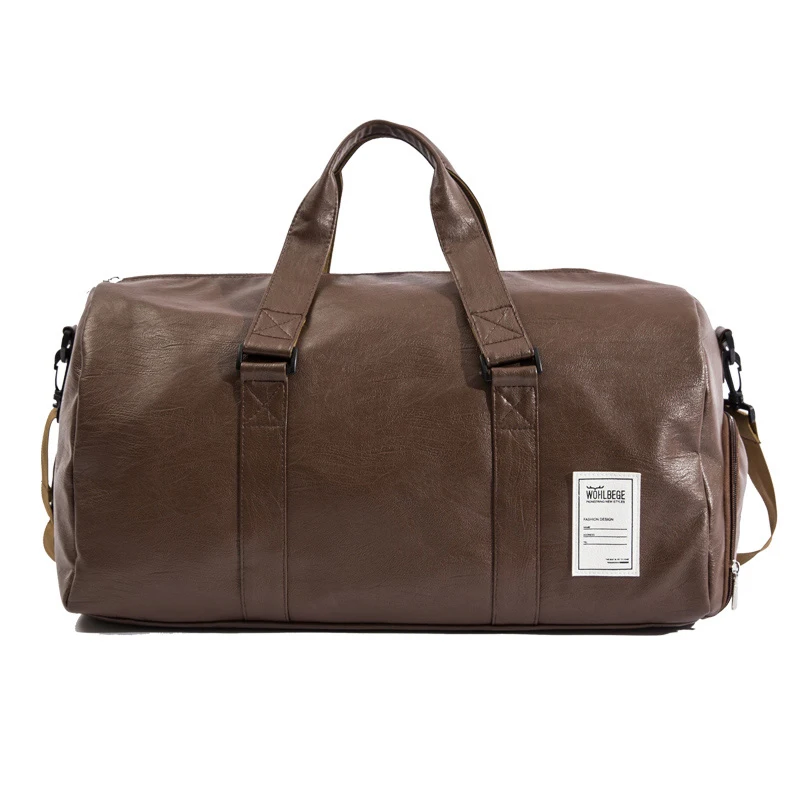 

PU Leather Waterproof weekender Travel Bags Men Women Outdoor Multi-functional Duffle Bags Male Black Gym Bags with Shoes Bag