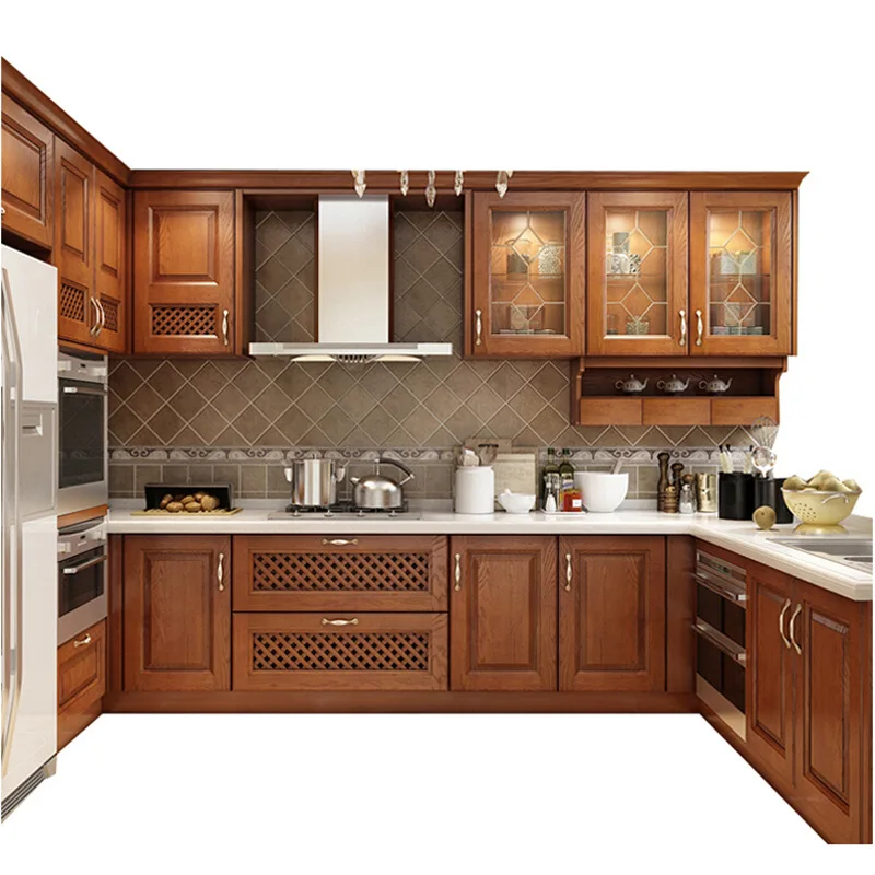 Kitchen Cabinet With Free-Standing Wooden Spice Rack Cabinet Handle Kitchen Solid Wood Cabinets