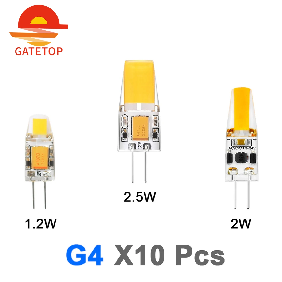 

10PCS 12V AC/DC G4 COB Lamp LED AC/DC 12V Corn Light 1.2W 2W 2.5W Spotlight Chandelier Bulb Replace Halogen Lamps