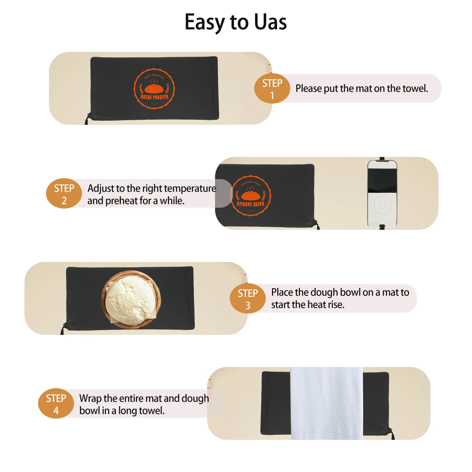 Sourdough Bread Proofing Mat 50°F to 113°F Adjustable Temperature Controlled Bread Proofer Dough Riser Heating Baking Tool