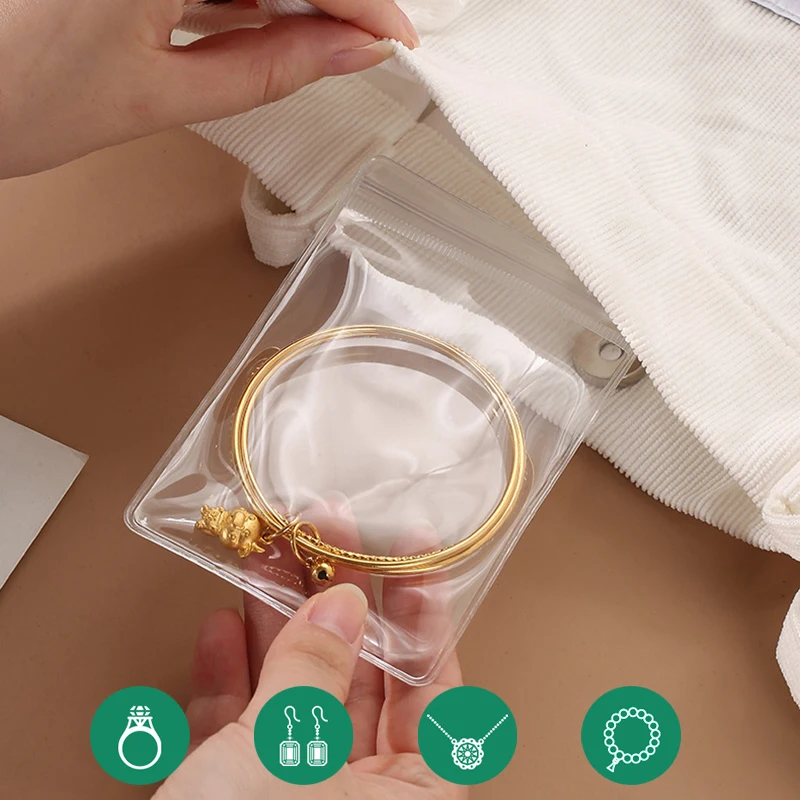 50PCS Ziplock Jewelry Bags PVC Anti Tarnish Transparent Pouch