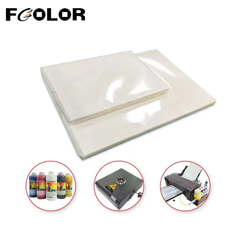 Fcolor 100 Fogli/Pacco A3 + Dtf Pet Film Paper Matte Double Coated Dtf Transfer Film Per Stampante Dtf Pet Film Printing Machine