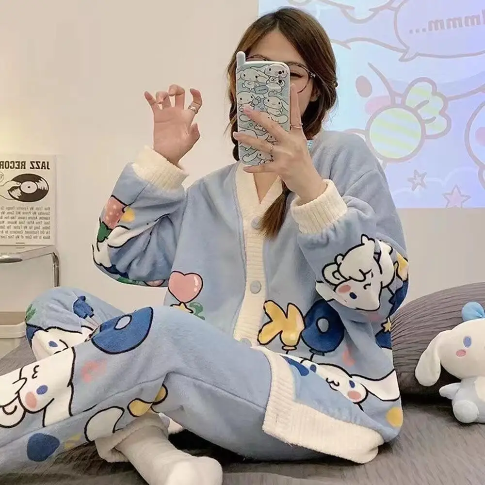 2026 Winter Pyjamaset Koraal Fleece Oversized Dames Nachtkleding van 2026 Winter Pyjamaset Koraal Fleece Oversized Dames Nachtkleding van