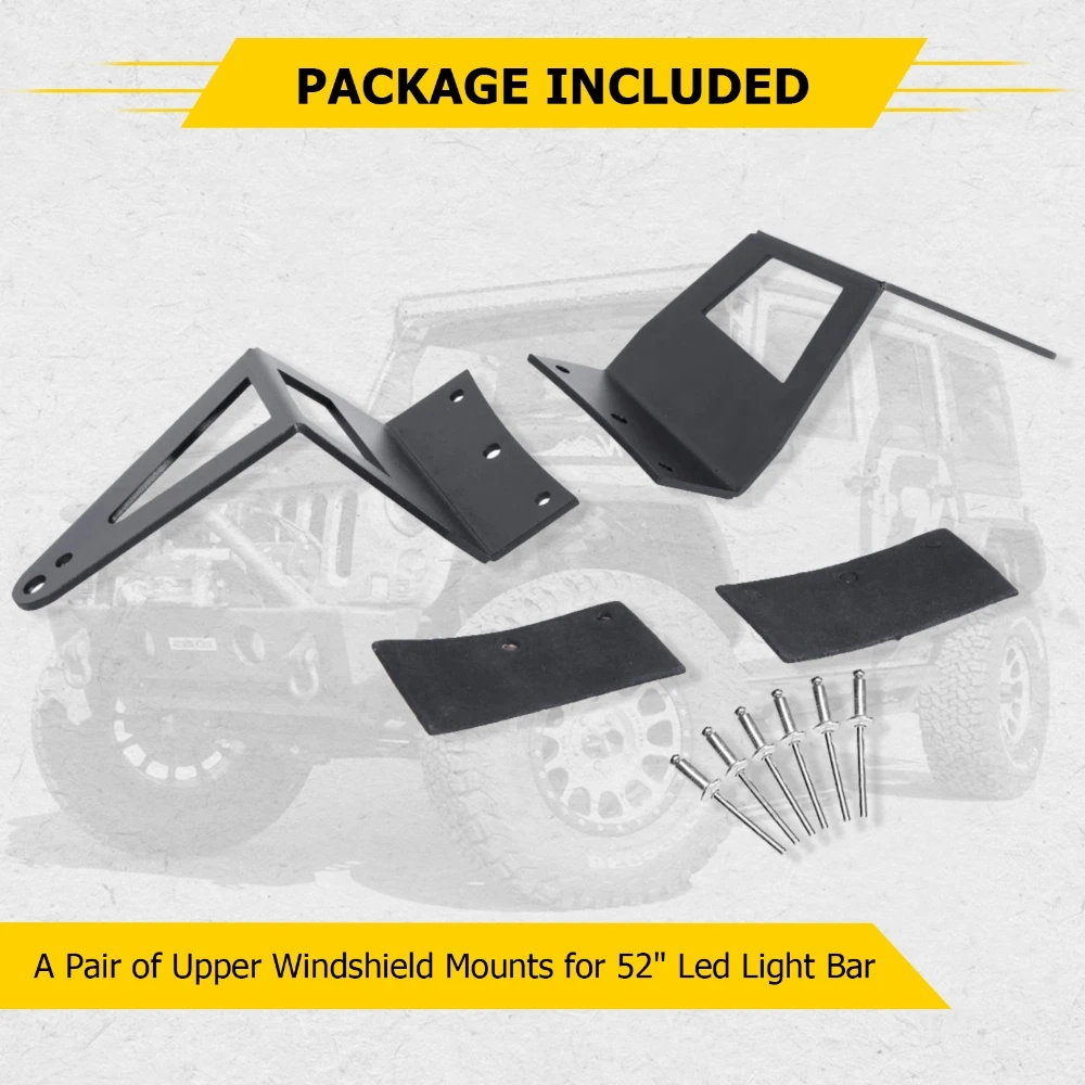 LED 라이트 바 장착 브래킷 거치대, 포드 F250, F350, 1999-2015 용, 상단 윈드실드 라이트 마운트 키트, 52 인치