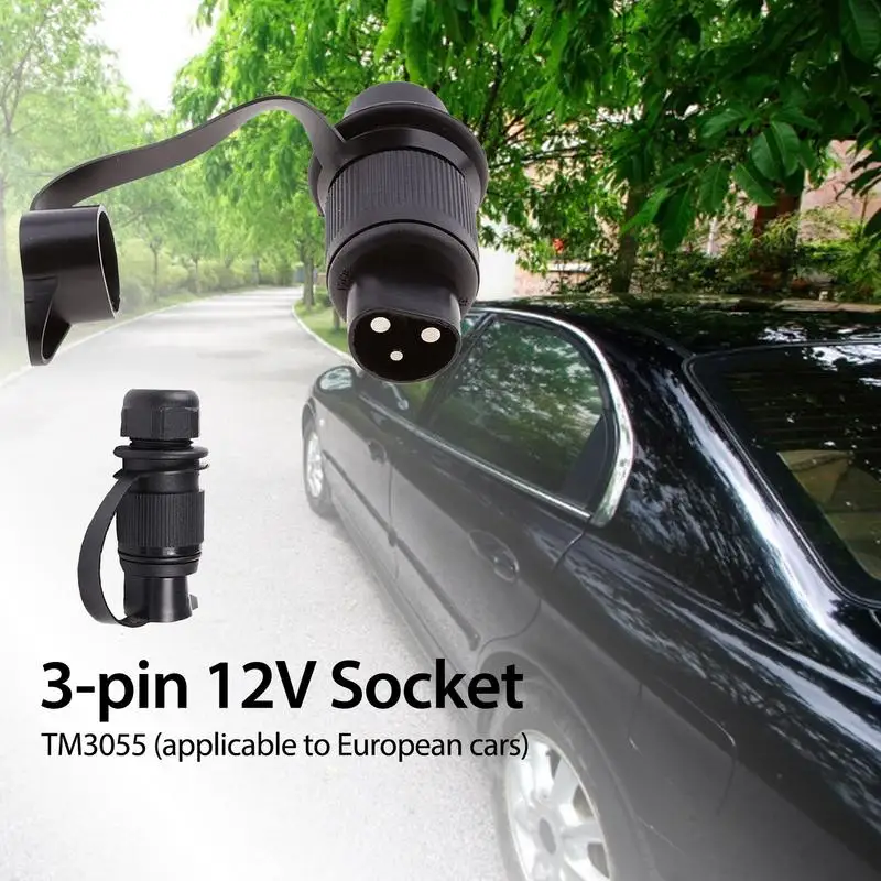 

Waterproof Car Connector Plug 3-Pin 12V Socket Safe and Practical Wide Range of Applications For Auto trucks trailers caravans