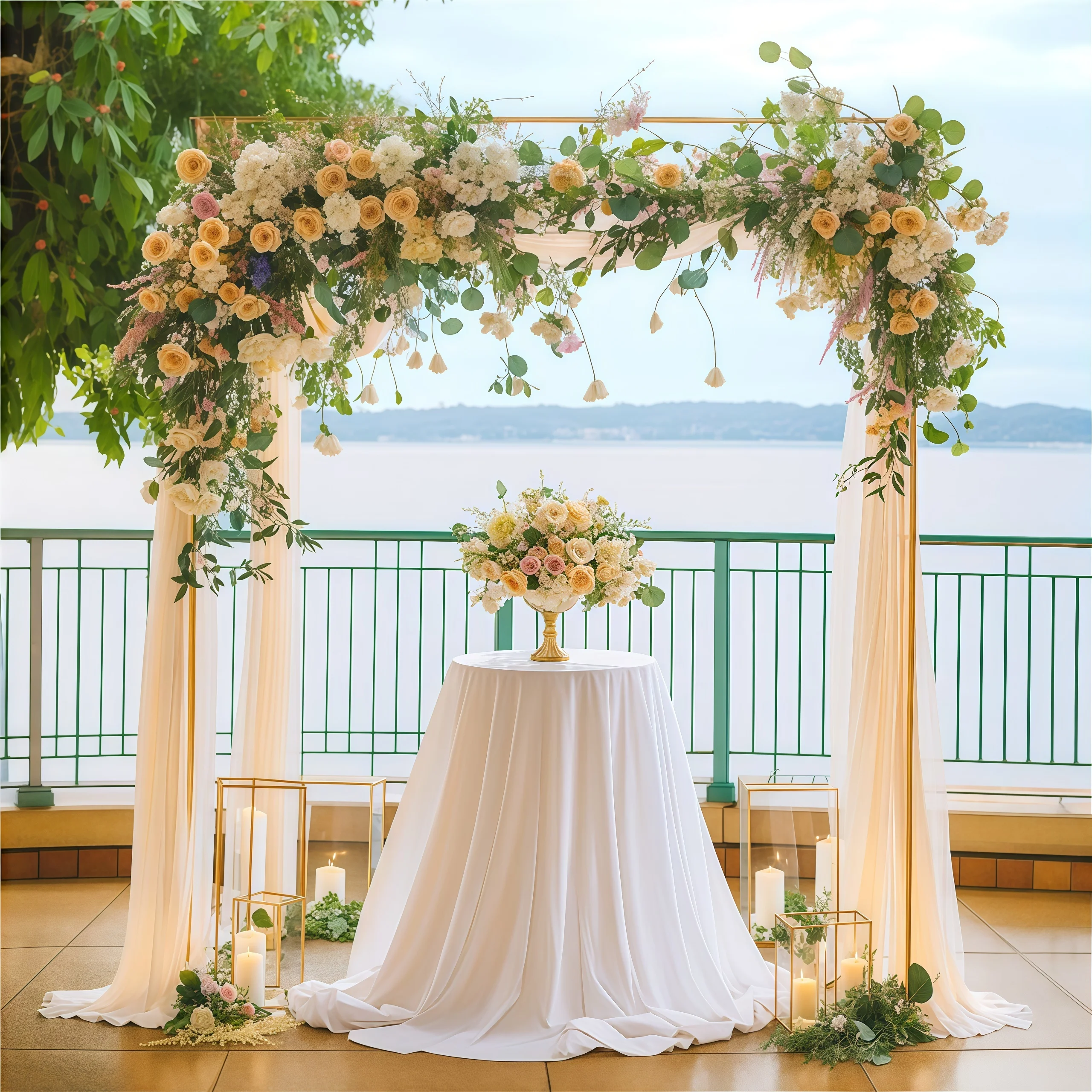 1Set Gold Wedding Arch Stand, Party Decor Balloon arch, Frame Backdrop Holder Bracket, Rectangular Metal Arch For Birthday Party