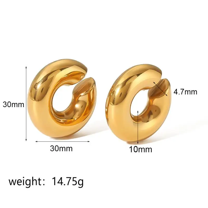 Ear Clip Earrings Clip Earrings Ear Clip Ear Accessories Punk Non Piercing Stainless Steel Gold Color Chunky Ear Cuff Unisex