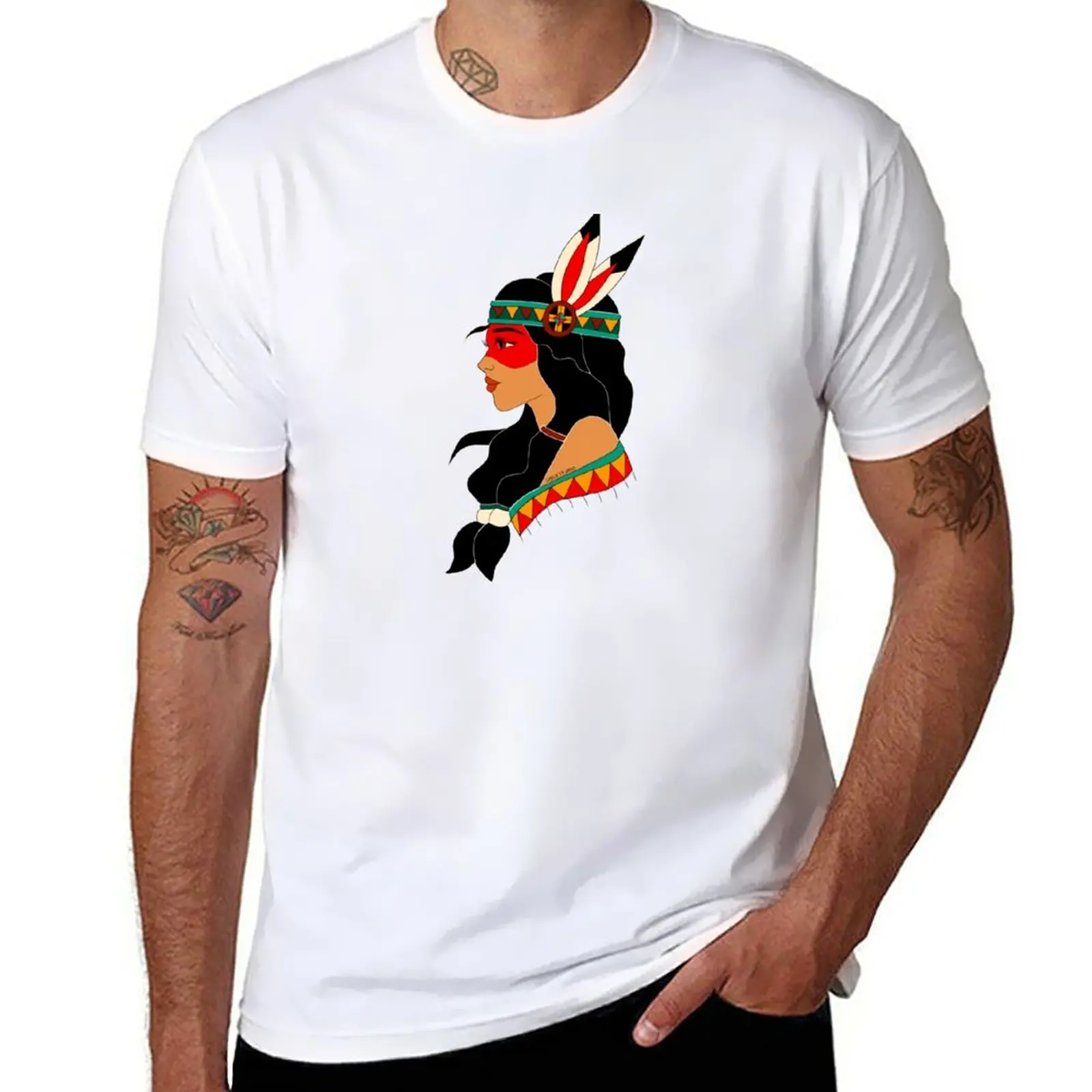

New Native Girl T-Shirt heavyweight t shirts vintage clothes plain t-shirt tshirts for men