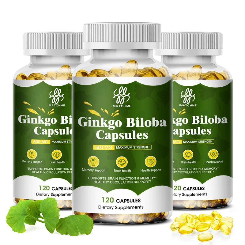 

Organic Ginkgo Biloba Extra Capsules, Non-GMO, Gluten Free Dietary Supplemnt 120 Vegetarian Capsules For Men and Women