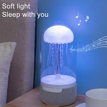 Creative Colorful Jellyfish Lamp Bluetooth-Compatible Speaker HiFi Stereo LED Jellyfish Mood Lamp Color Changing for Home Office 4
