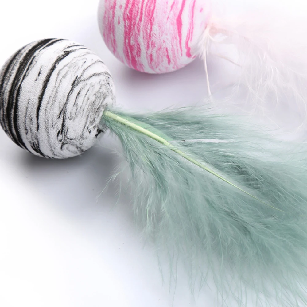 1pc Funny Cat Toy Star Ball Plus Feather EVA Material Light Foam Ball Throwing Toy Star Texture Ball Feather Toy Cat Supplies