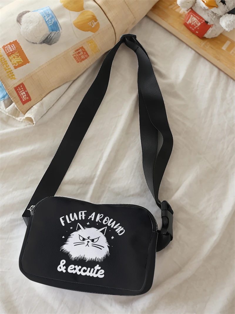 1pc,letter cat fashionable adjustable crossbody bag, neutral sports waist bag, suitable for running