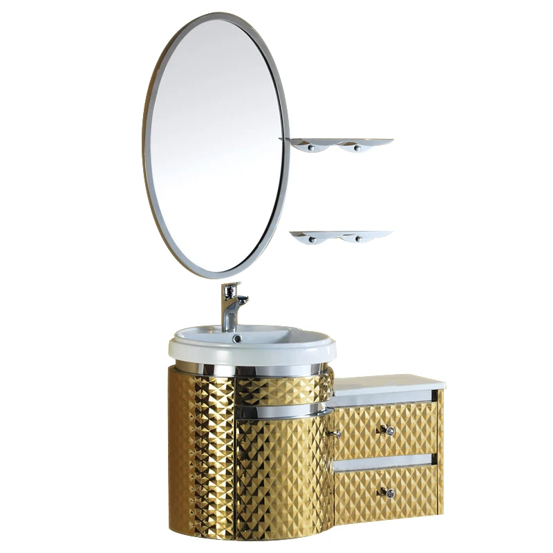 

Stainless steel bathroom cabinet combination bathroom cabinet mirror cabinet European-style washbasin washbasin