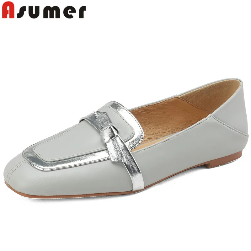 

ASUMER 2024 New Size 34-40 Loafers Genuine Leather Shoes Woman Mixed Colors Spring Flats Shoes Concise Ladies Slip On Flats