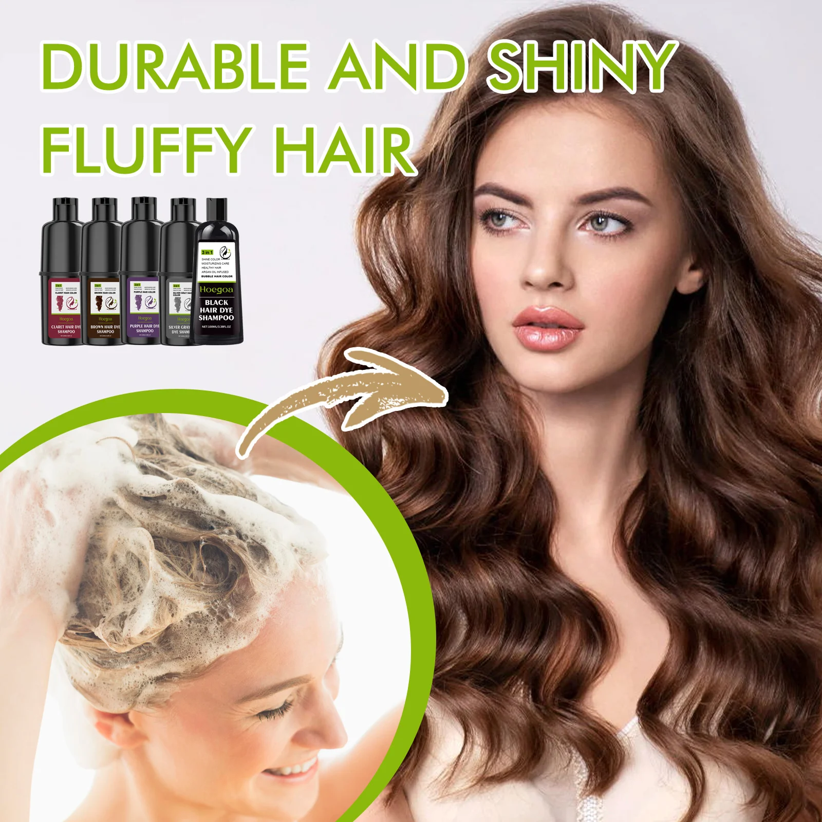 Hair Dyeing Shampoo 3-In-1 Deep Nourishing Hair Roots Repair Damage Hair Long Lasting Color Natural Organic Shampoo Hair Care 5
